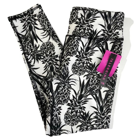 NEW EVCR Evolution Creation 7/8 Leggings Medium Black White Pineapple Print - Picture 3 of 11